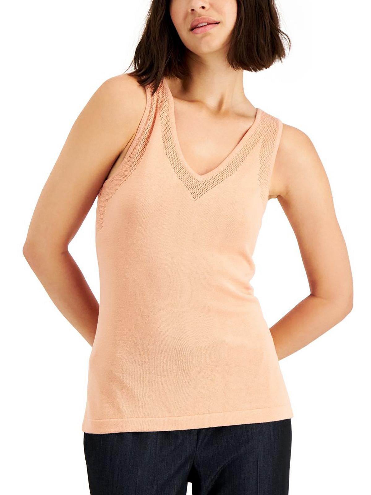 Anne Klein Women's V Neck Knit Tank Top Brown Size Large