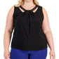 Kasper Women's Faux Leather Trim Twisted Top Black Size 2X