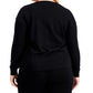 Anne Klein Women's Serenity Mixed Media Top Black Size 1X