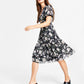 Bar III Women's Floral Print Cutout Dress Black Size Medium