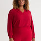 Plus Size Ruffle Sleeve V Neck Blouse Crimson