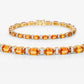 12.33 Carat Genuine Orange Sapphire and White Diamond 14K Yellow Gold Bracelet
