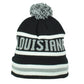 Top Level Lousiana State USA Logo Pom Pom Cuffed Black Knit Beanie Hat Winter