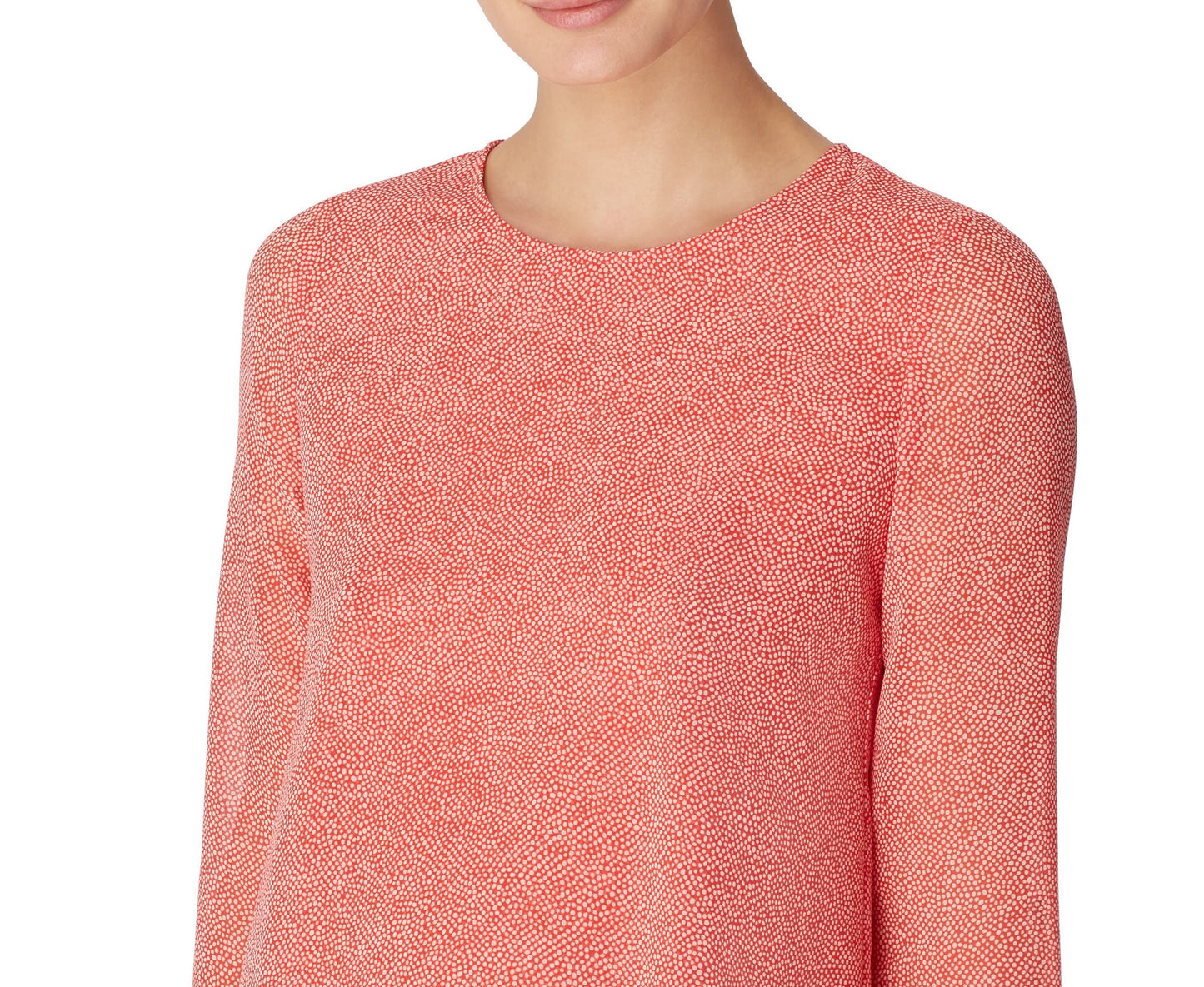 Anne Klein Women's Dot Print Double Layer Blouse Red Size X-Large