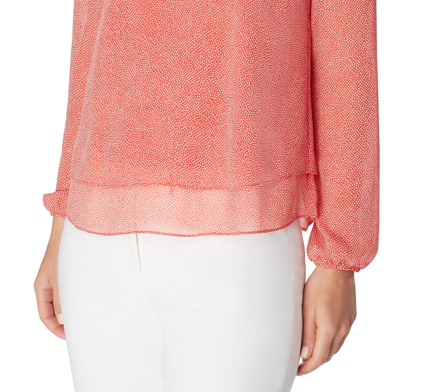 Anne Klein Women's Dot Print Double Layer Blouse Red Size X-Large