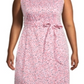 Anne Klein Women's Zippered Tie Floral Sleeveless Boat Neck Above The Knee Fit Flare Dress Pink Size 18W