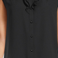 Anne Klein Women's Ruffled Sleeveless Split Blouse Top Black Size X-Large