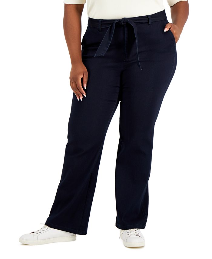 Anne Klein Women's Tie Front High Rise Jeans Blue Size 14W