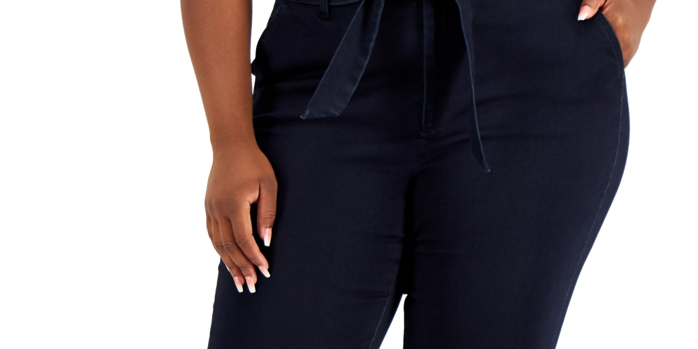 Anne Klein Women's Tie Front High Rise Jeans Blue Size 14W