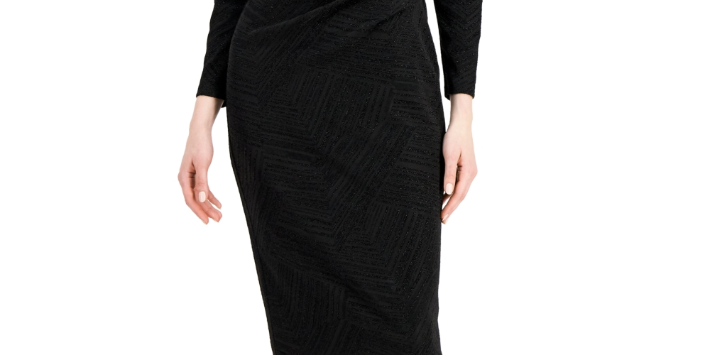 Anne Klein Women's Metallic Bodycon Dress Black Size 14