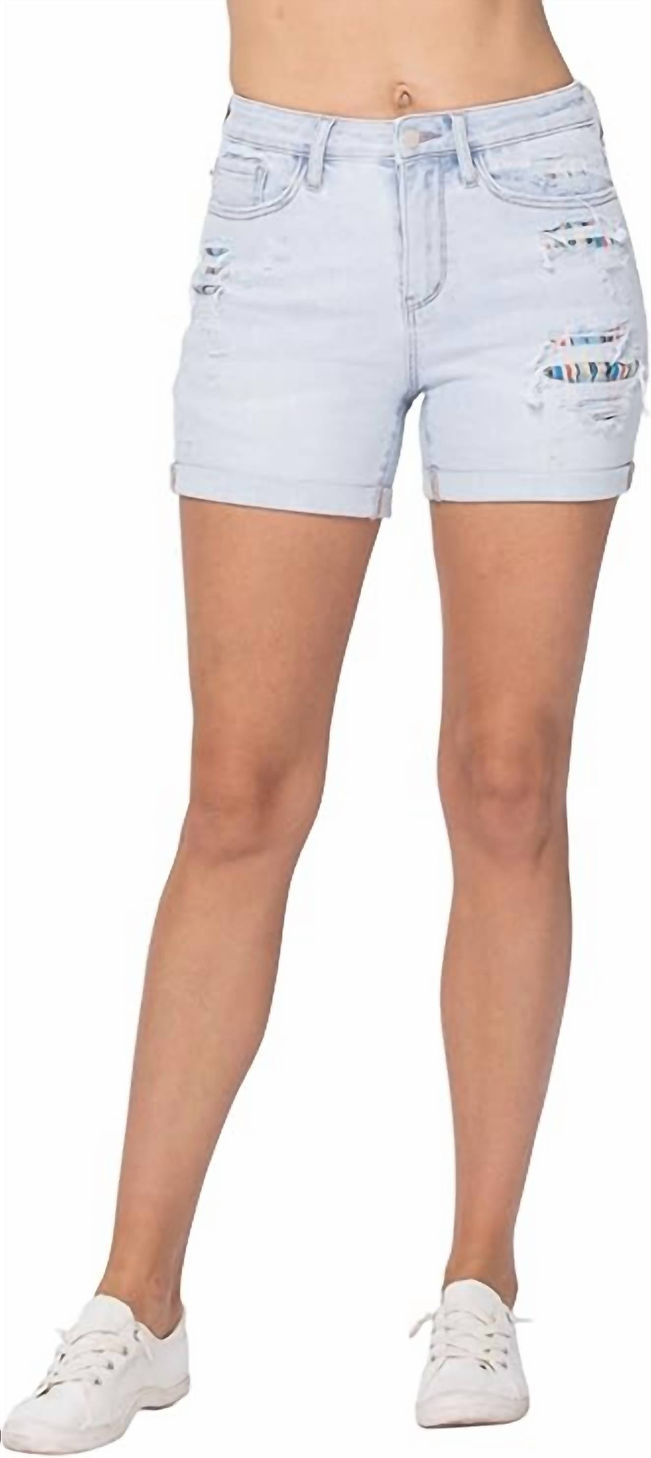 Judy Blue - High-rise Cuffed Printed Lining Shorts