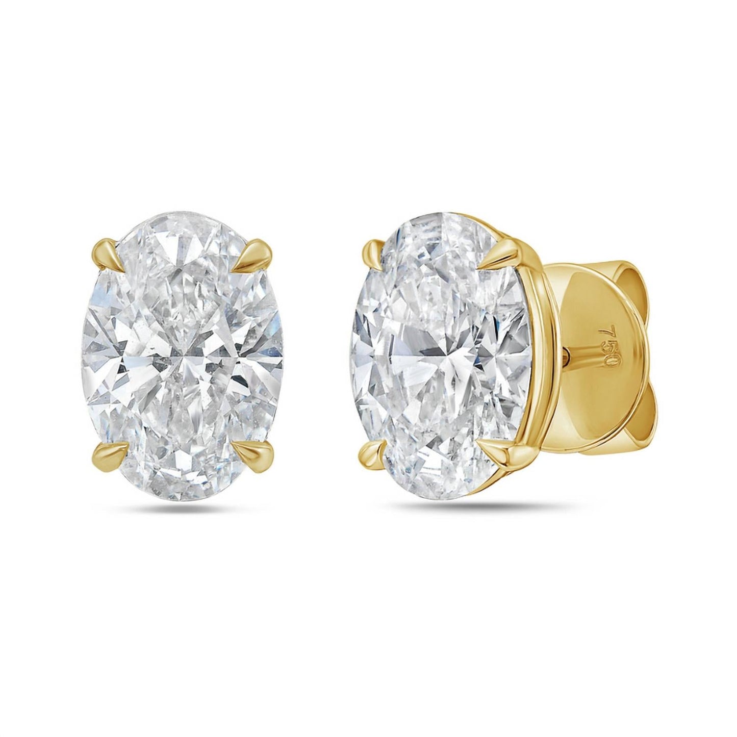 Diana M Jewels - 4.00 Cts Lab Grown Oval Cut Stud Earrings