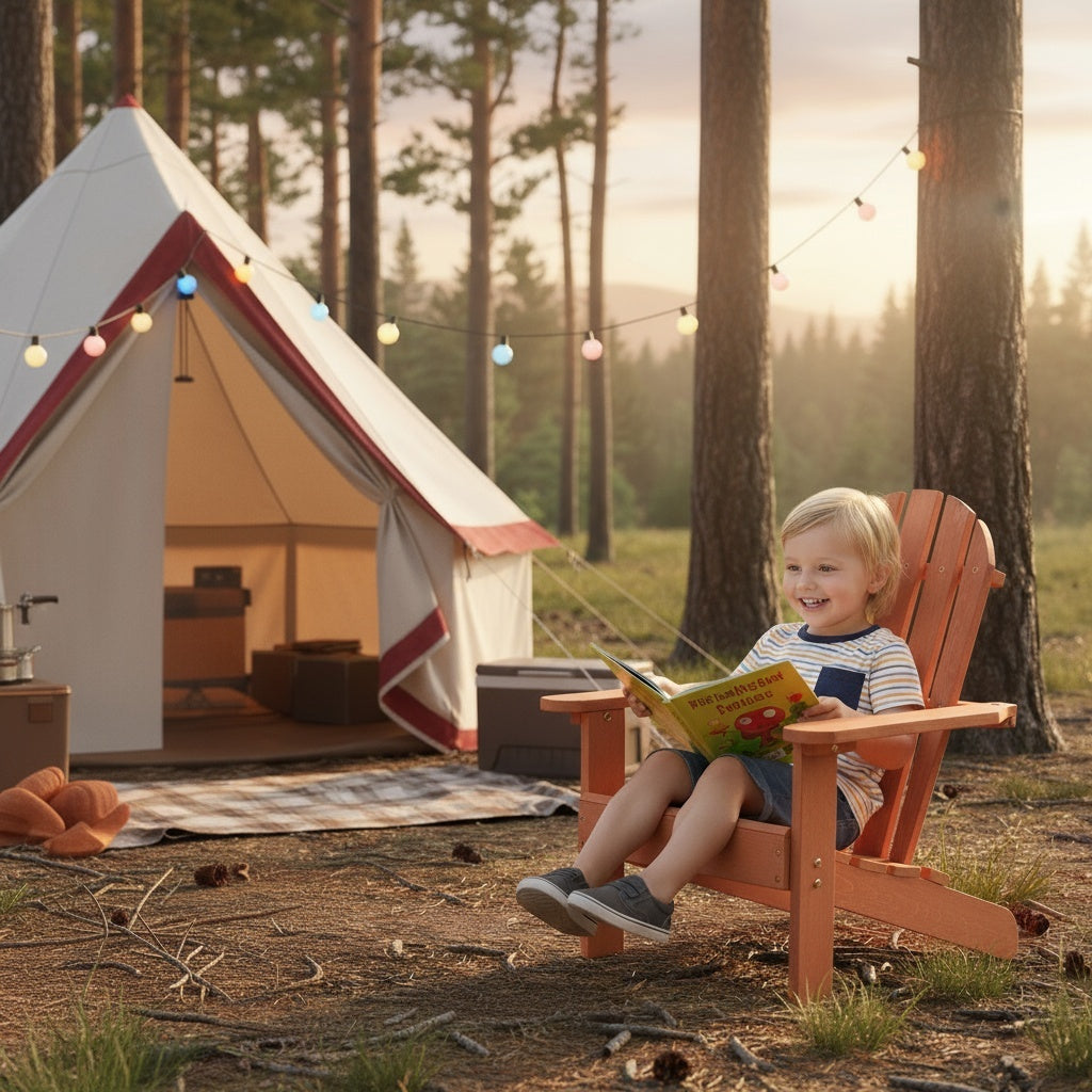 बच्चों के लिए लकड़ी की एडिरोंडैक कुर्सी, घर के अंदर और बाहर के उपयोग के लिए