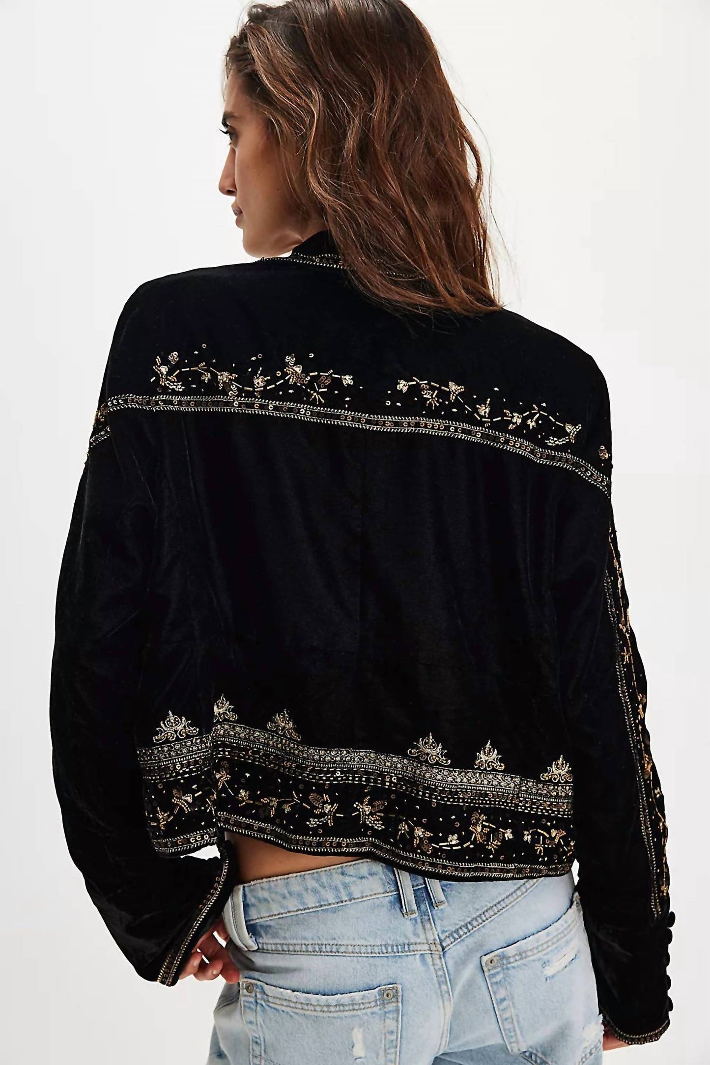 Free People - Maxxie Embellished Velvet Jacket