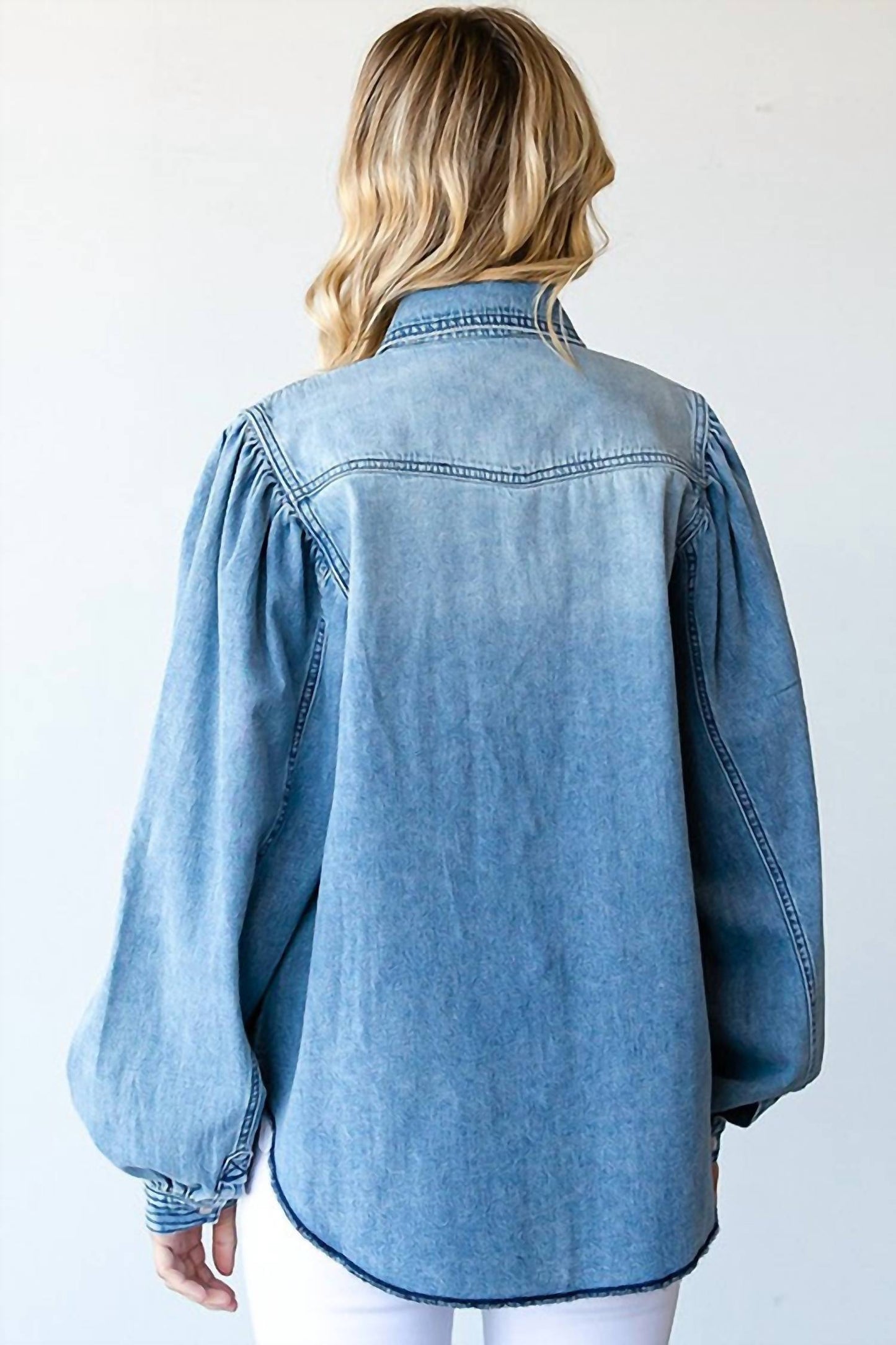 First Love - Kyrisa Balloon Sleeve Denim Top