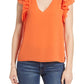 1state-ruffle-short-sleeve-v-neck-top-tiger-orange