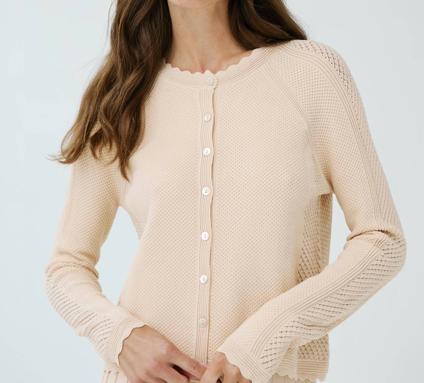 Autumn Cashmere - Mixed Stitch Mesh Cardigan