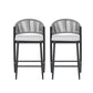 Outdoor 26" Counter Height Metal Frame Counter Stools With Scallop Shaped Backrest & Water Resistant Cushions
