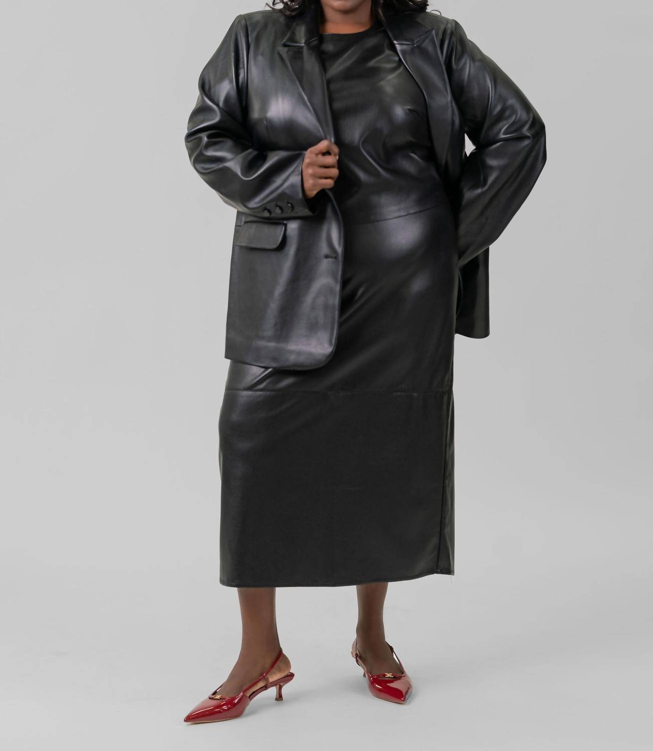 Good American - Better Than Leather Midi Pencil Skirt - Plus