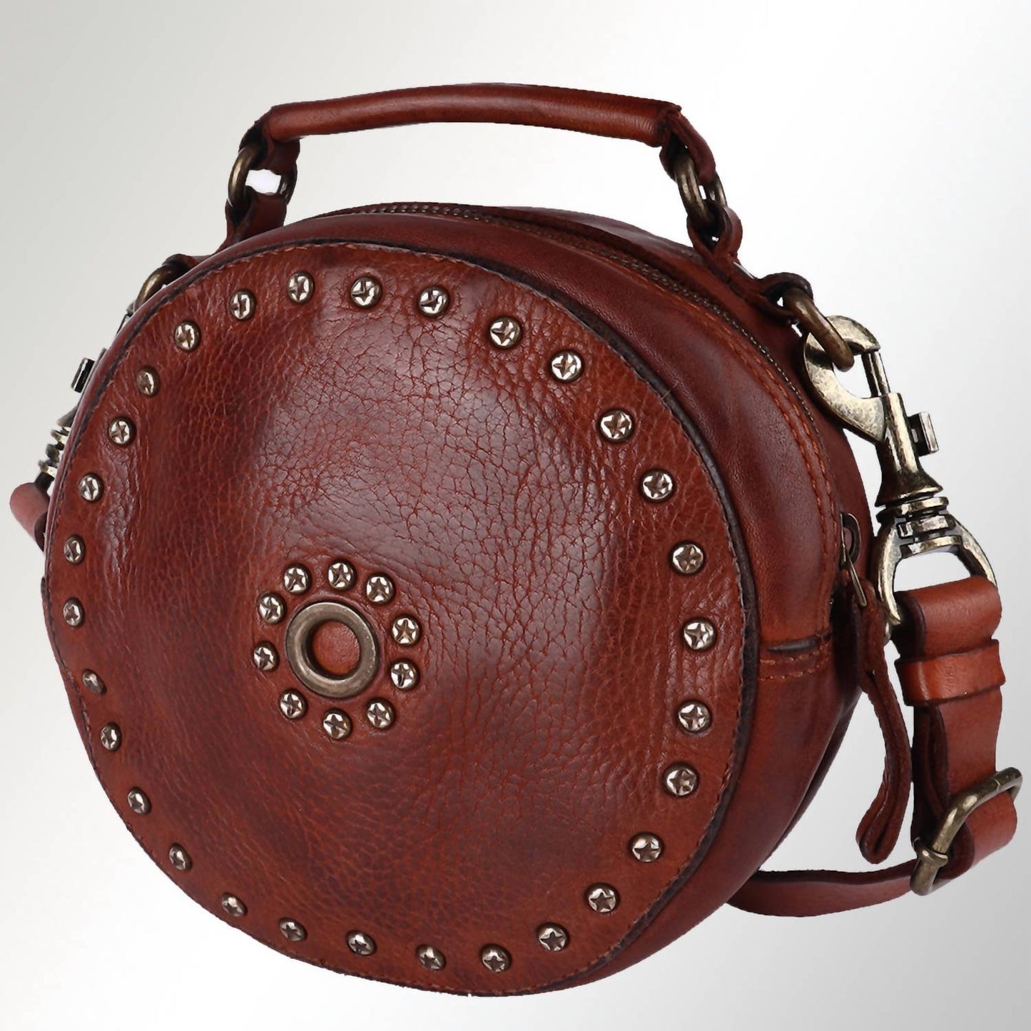 Spaghetti Western - Women's Round leather Western Canteen Bag