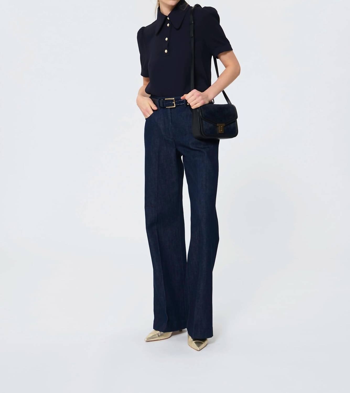 Tara Jarmon - Short-sleeved Polo With Jewel Buttons