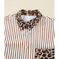 Aapparella - Stripe Leopard Patchwork Maxi Shirt Dress