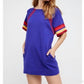 Free People - Blue Knit Minidress Short Sleeve Striped