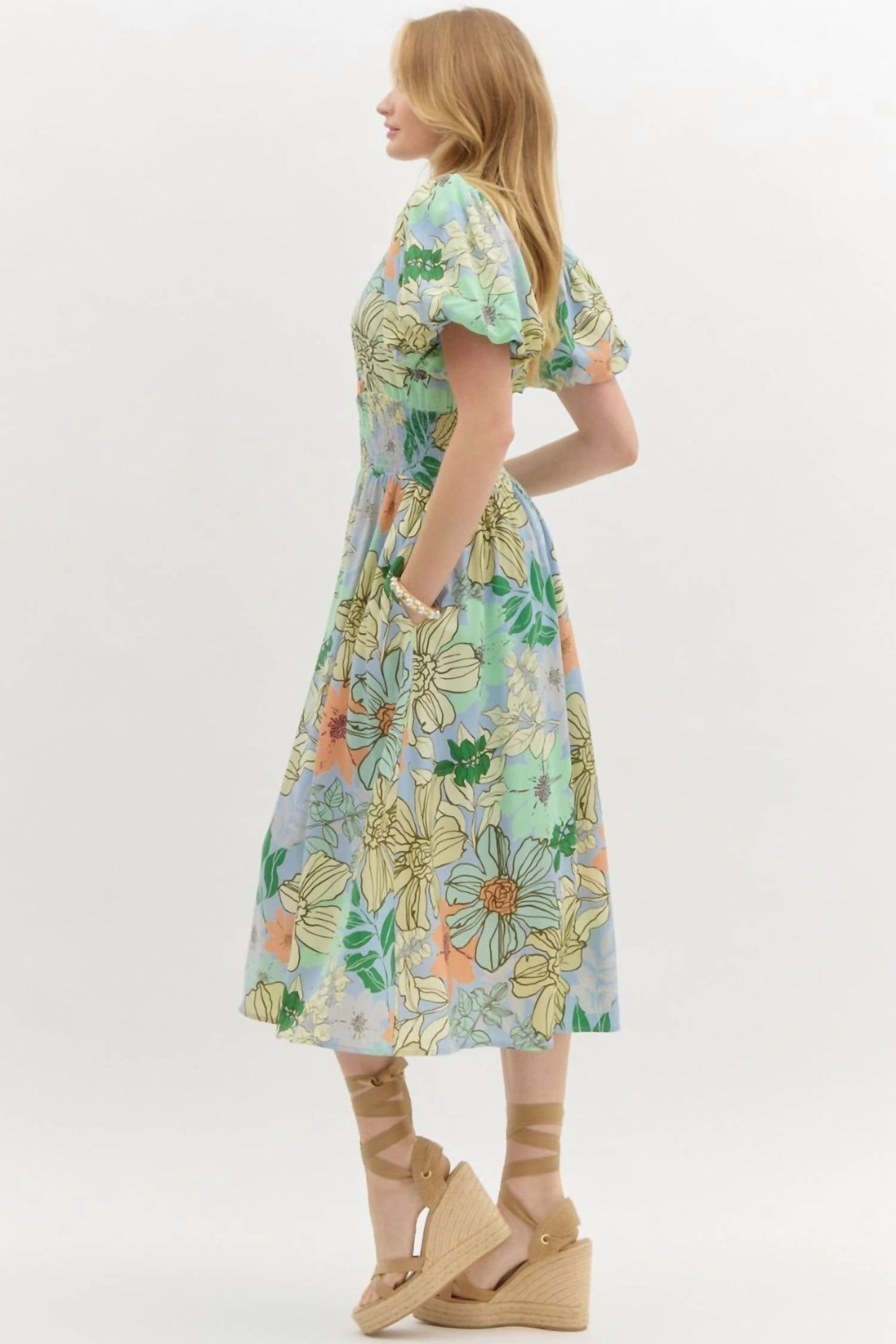 Entro - Big Florals Midi Dress