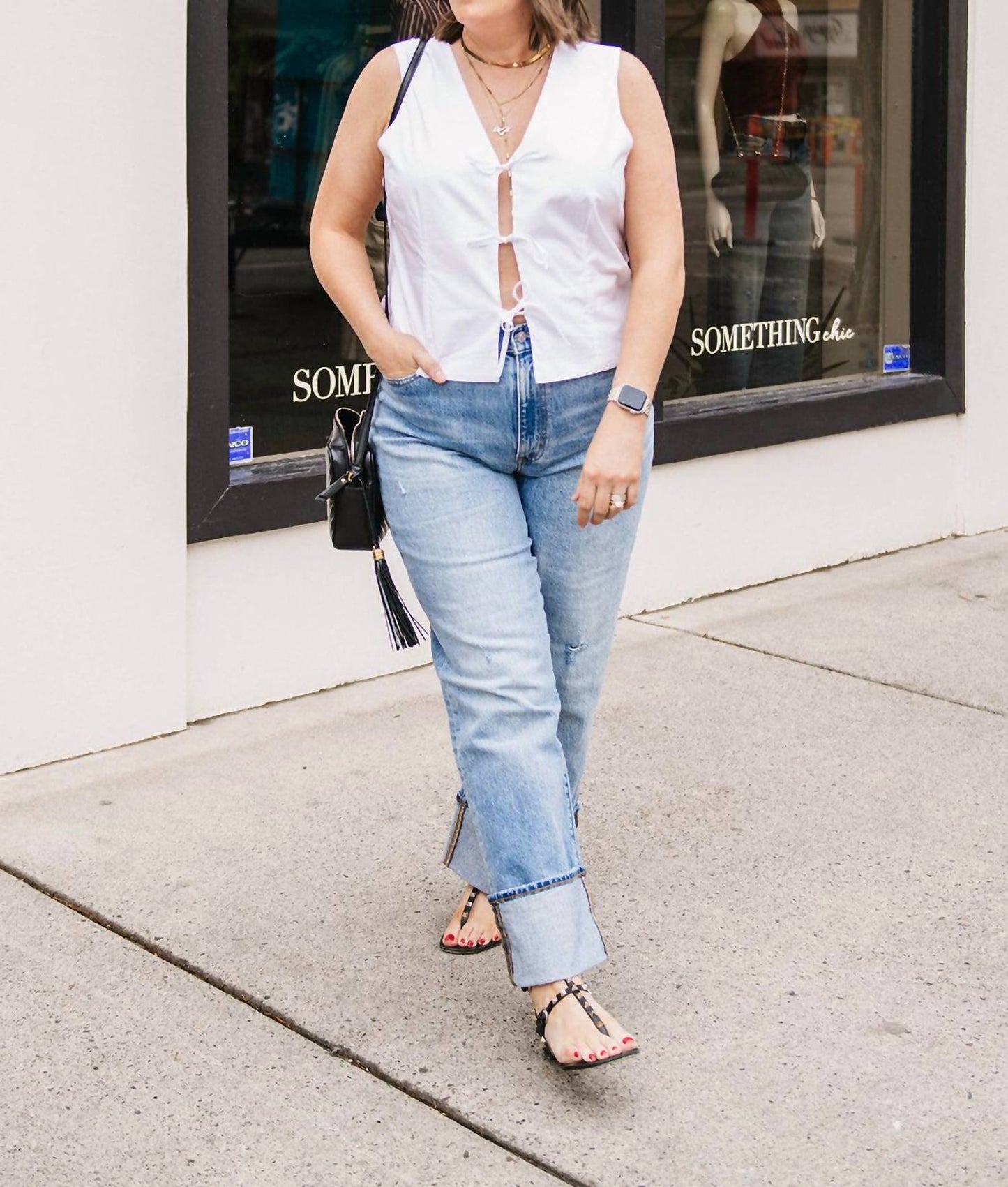 Steve Madden - Tie Front Scoopneck Tank Top