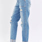 Judy Blue - High Waisted Distressed Boyfriend Jeans With Patch Pocket