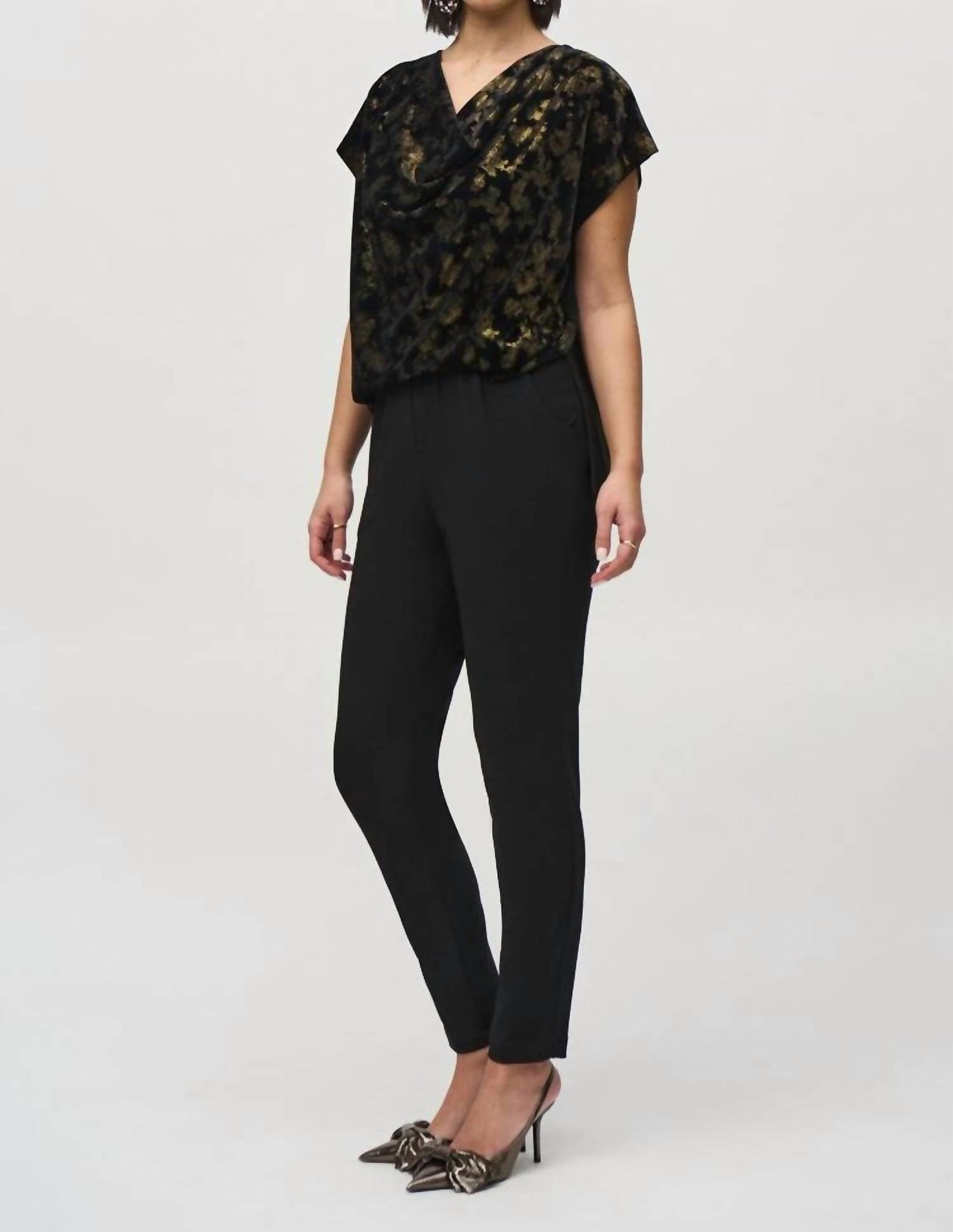 Joseph Ribkoff - Silky Knit And Foiled Velvet Jumpsuit