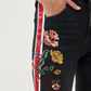 Topshop - Moto Stripe Floral Embroidery High Rise Skinny Jeans