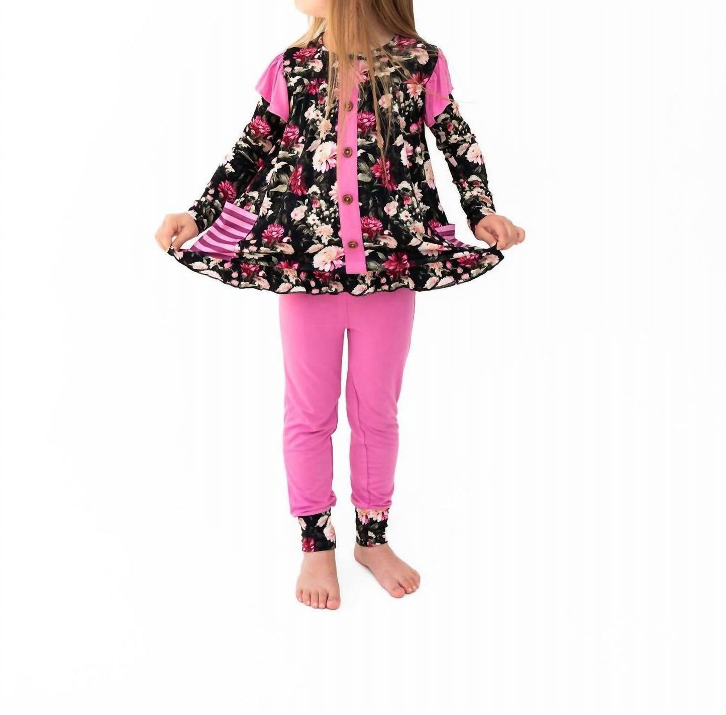 Laree + Co. - Kid's Fallon Bamboo Long Sleeve Peplum Legging Set