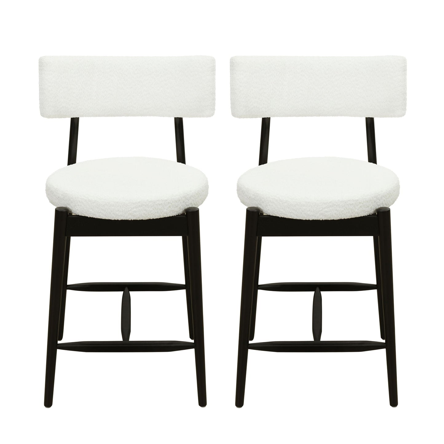 Mid Century Modern Counter Stools, Fabric Upholstered Chairs