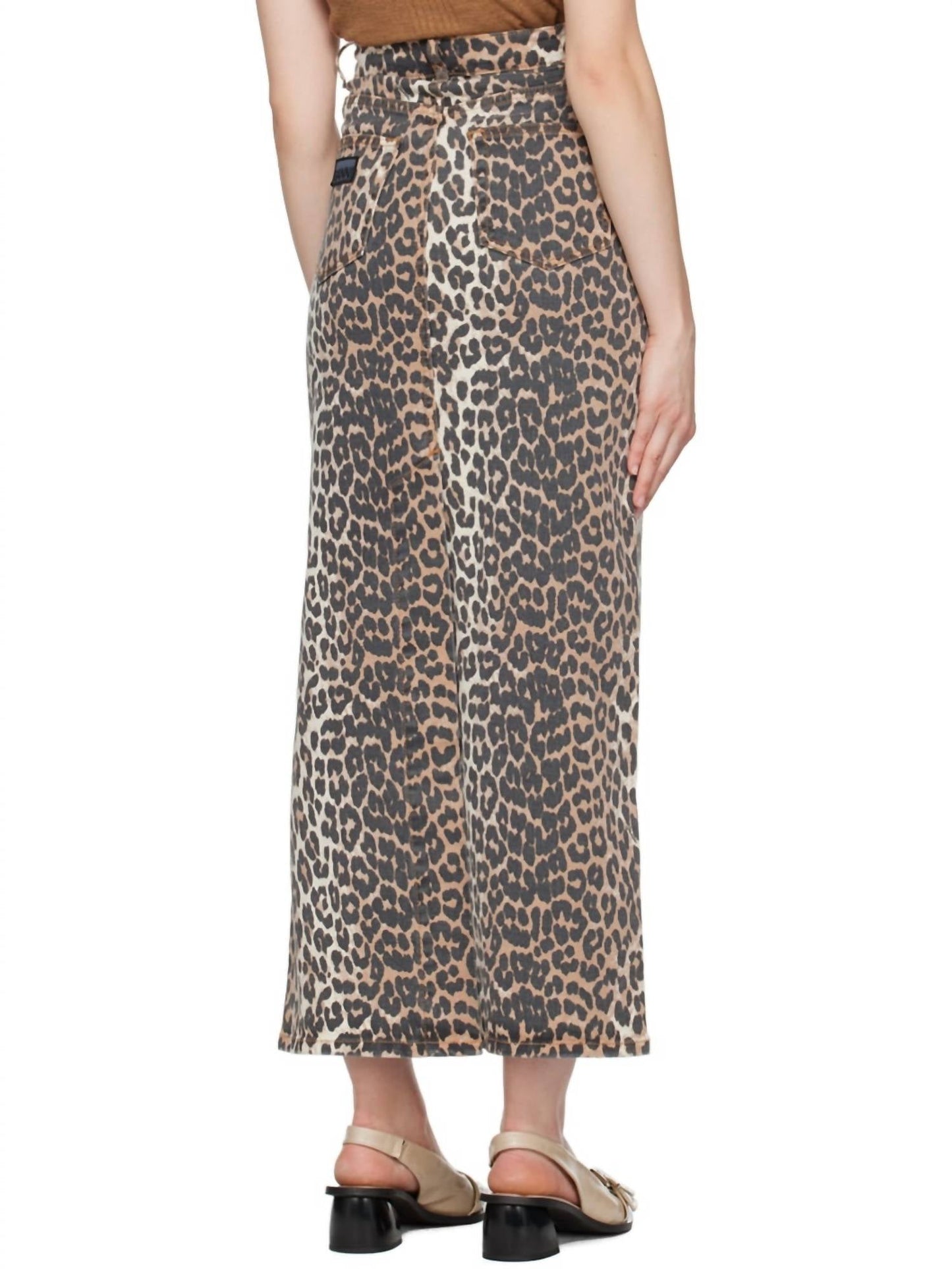 Ganni - Print Denim Maxi Slit Skirt