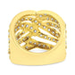 10K Yellow Gold 3.00 Cttw Diamond Multi Row Bypass Wave Cocktail Band Ring (J-K Color, I1-I2 Clarity) - Size 7