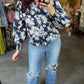 Entro - Ruffle Neck Floral Top