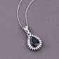 2.09 Carat Genuine Blue Sapphire and White Diamond 14K White Gold Pendant