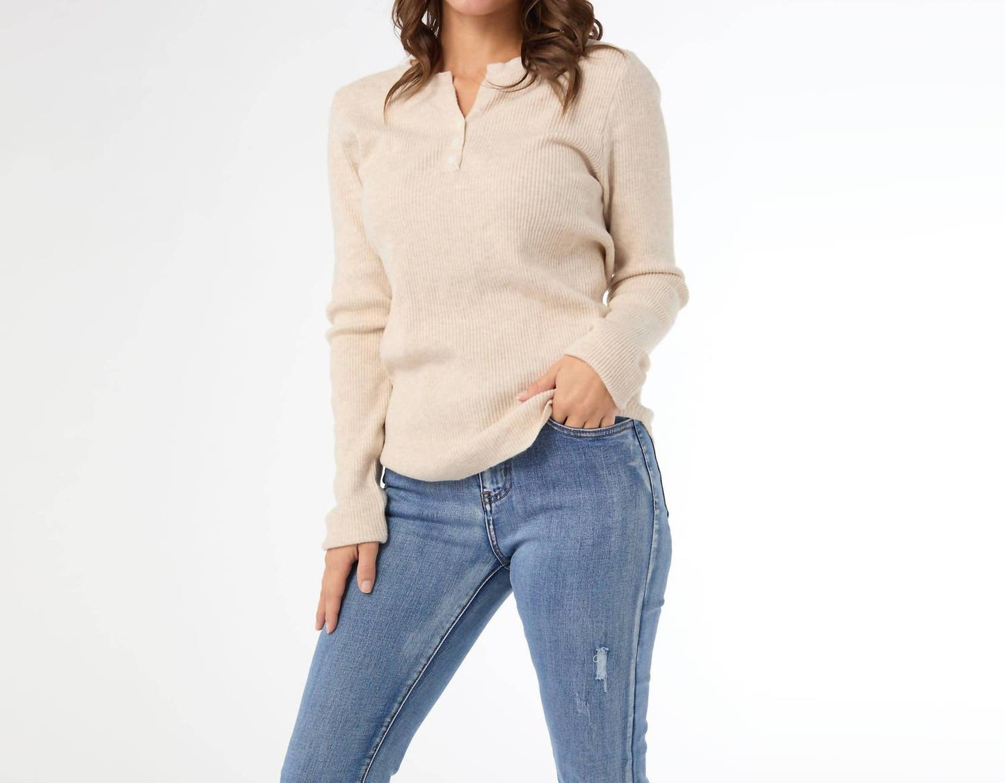 Coco + Carmen - Kym Soft Henley Top with Buttons