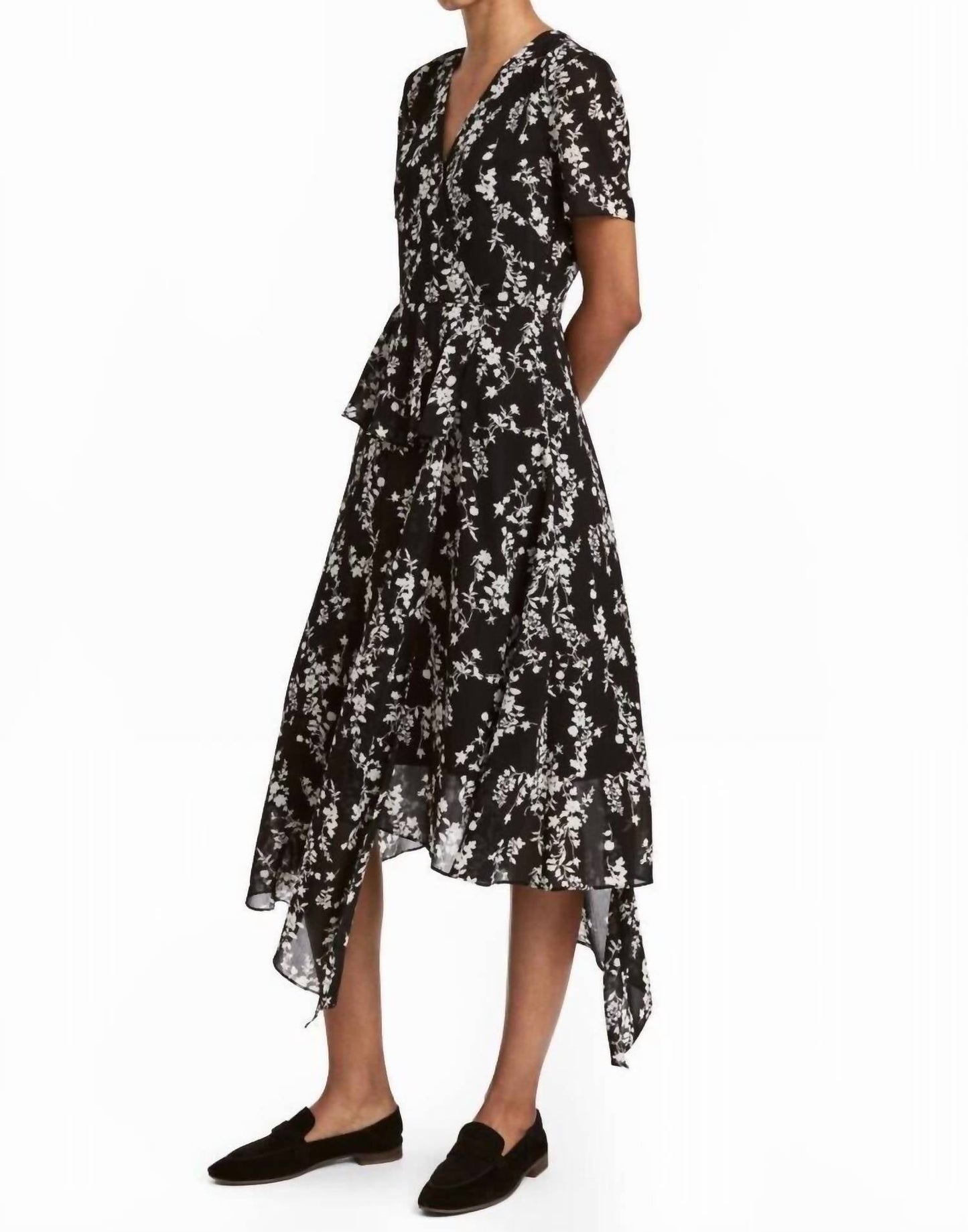 H&M - Layered Floral Print Chiffon Dress