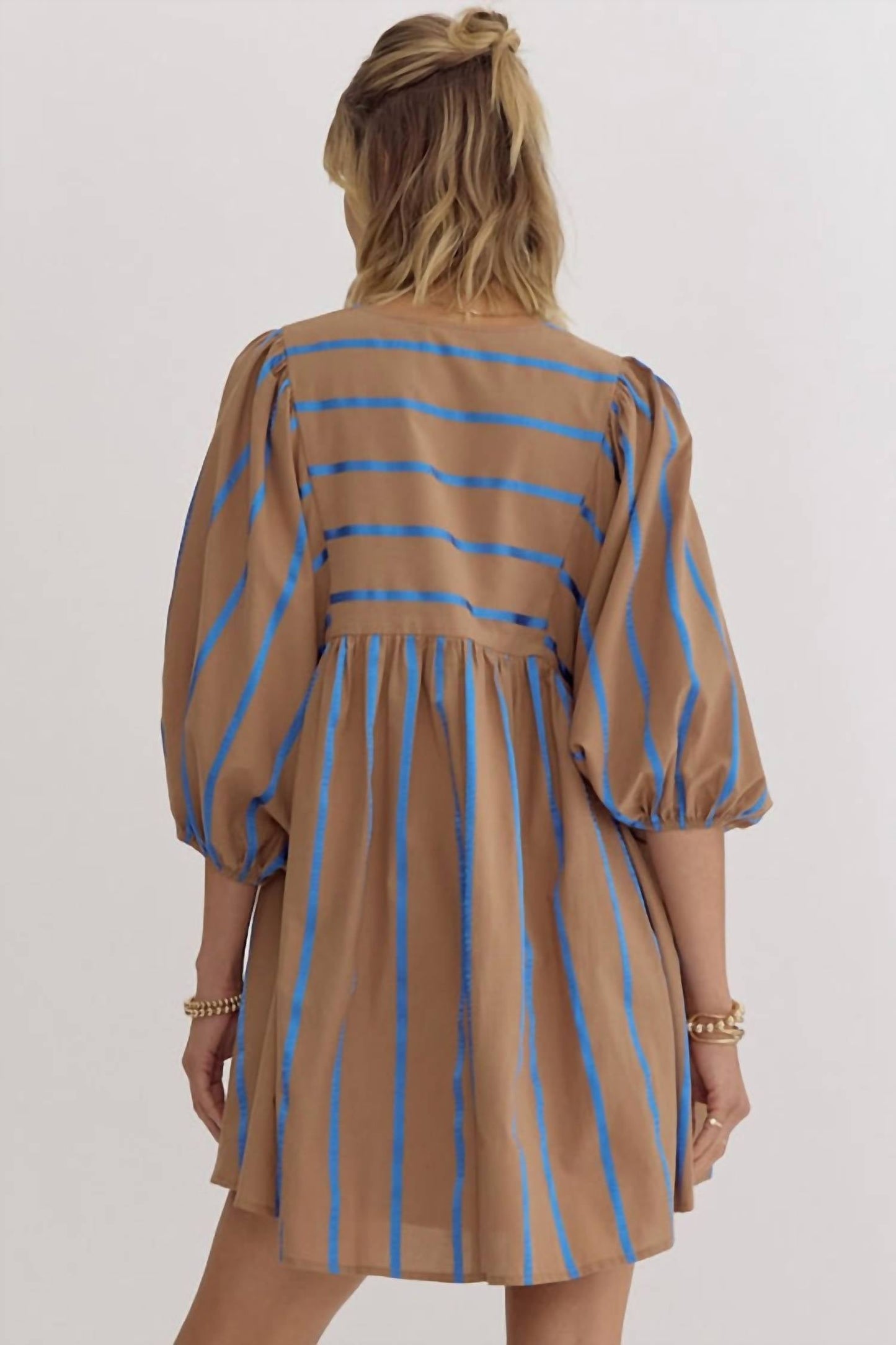 Entro - Striped Babydoll Short Dress