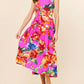 Skies Are Blue - Braided Strap Floral Print Midi Dress