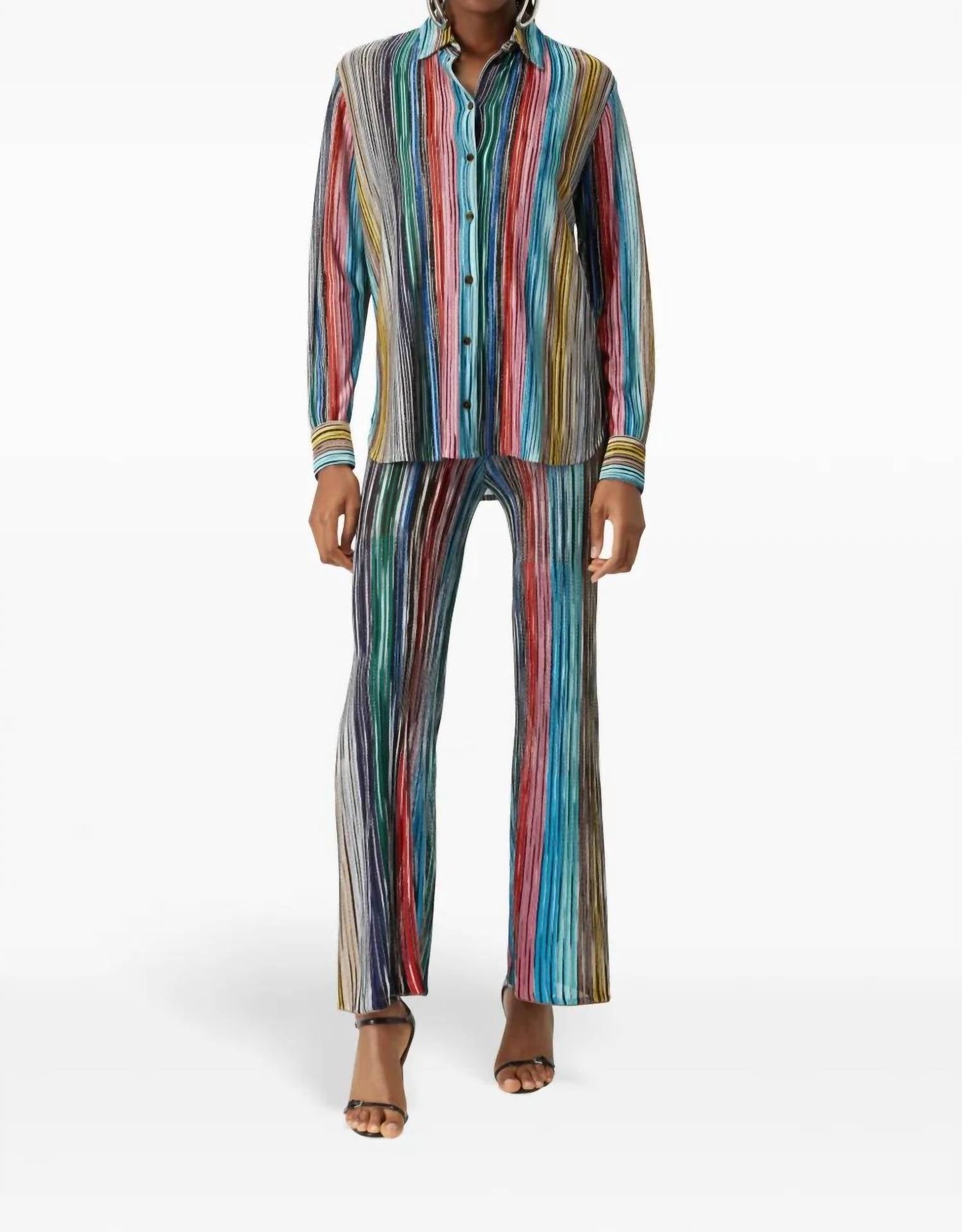 Missoni - Lame slub ribbed knit shirt