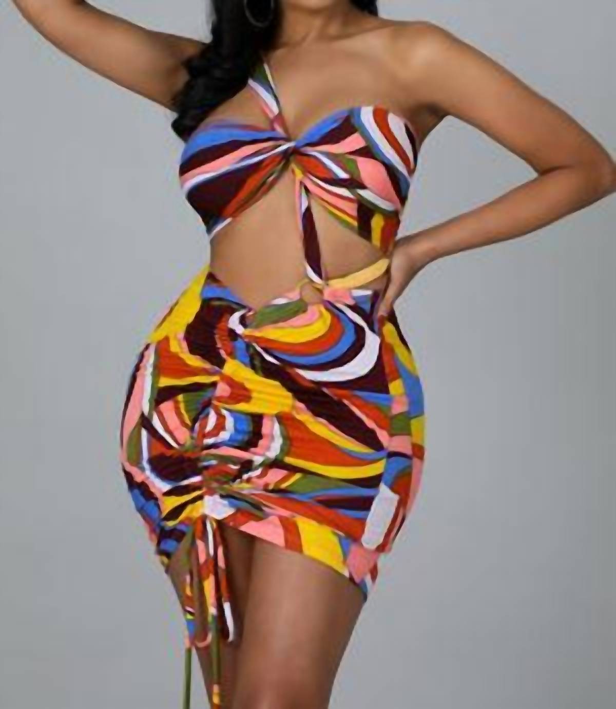 Good Time Usa - Amber Two Piece Wrap Top Mini Skirt