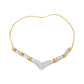 10K Yellow and White Gold 1.0 Cttw Round and Princess cut Diamond "V" Shape Statement Necklace (I-J Color, I1-I2 Clarity)