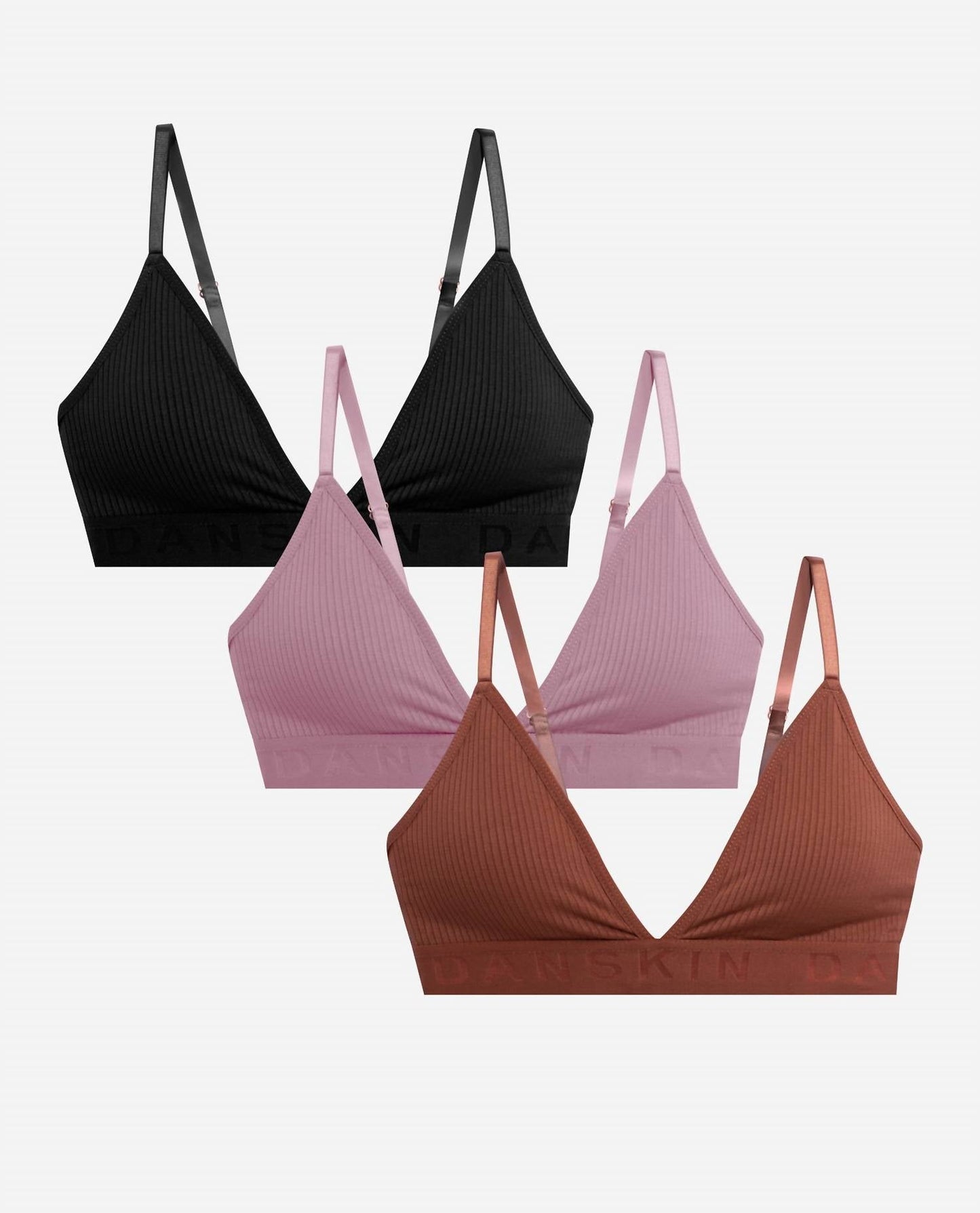 Danskin - Women's 3-pack Ribbed Seamless Bralette