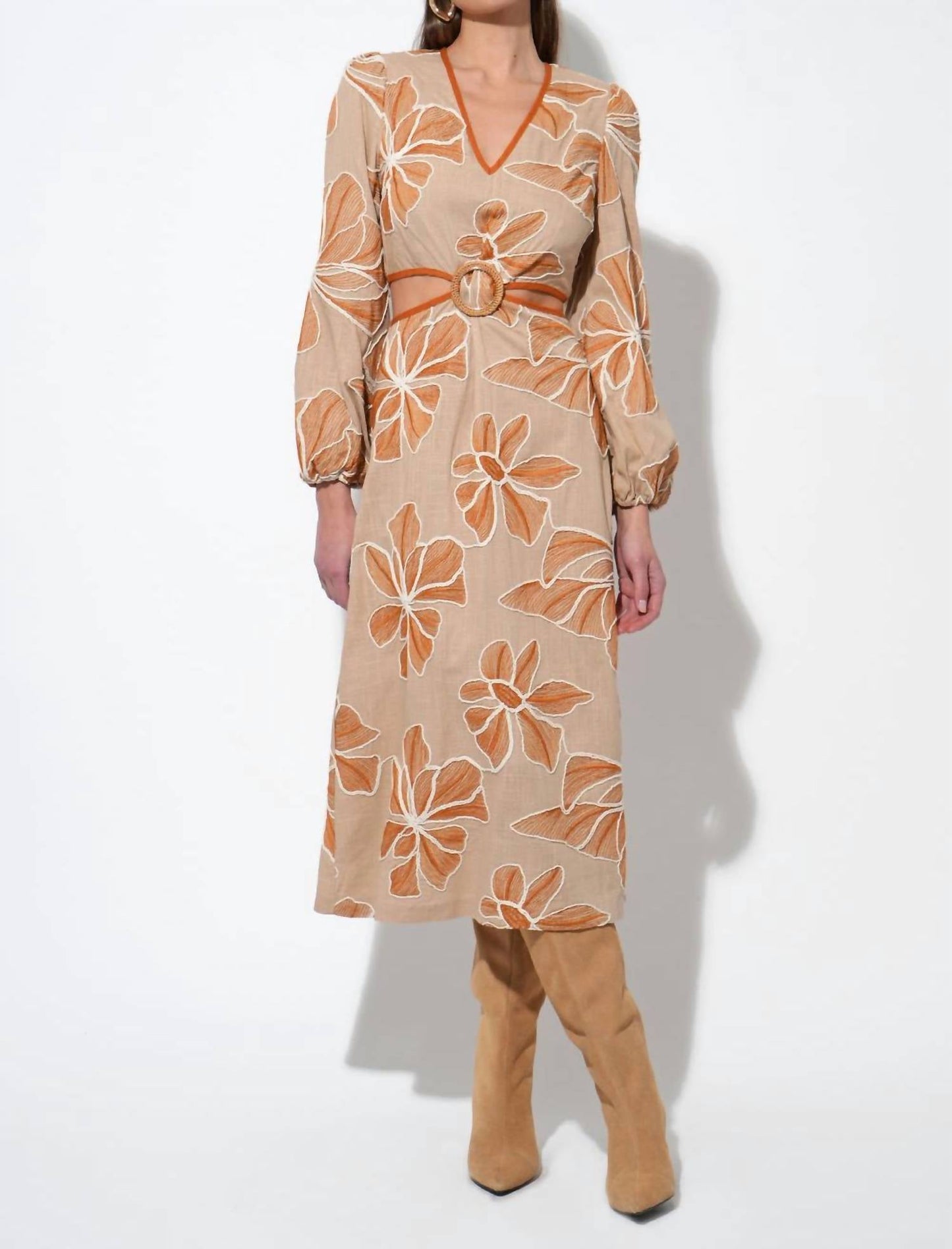 Adelyn Rae - Joy Embroidered Maxi With Side Cut Out Dress