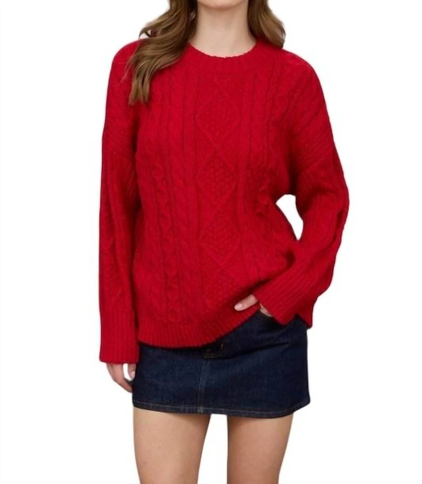 Blu Pepper - Crewneck Cable Knit Sweater
