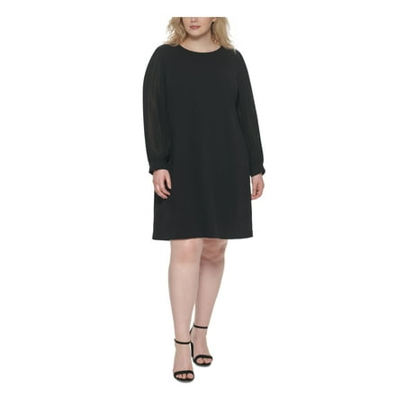 tommy-hilfiger-womens-black-sheer-pleated-shift-dress-plus-size