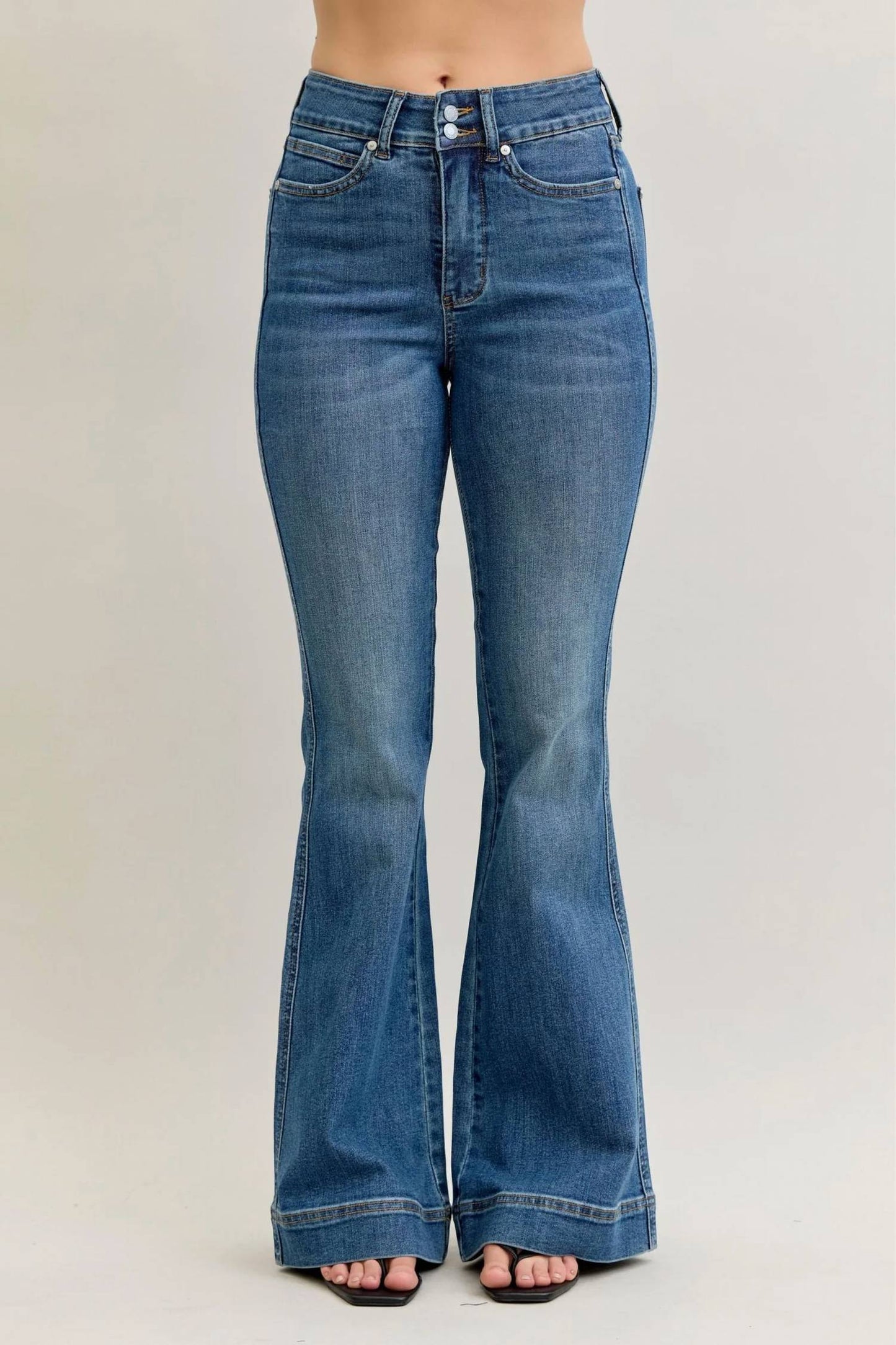 Judy Blue - High Waist Flare Tummy Control Double Button Jeans